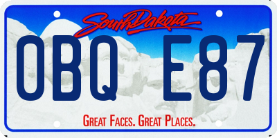 SD license plate 0BQE87