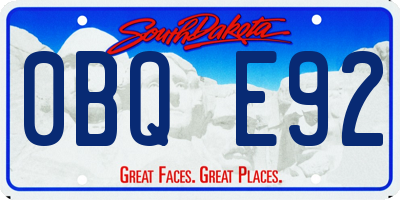 SD license plate 0BQE92