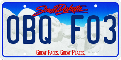 SD license plate 0BQF03