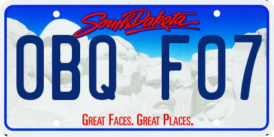 SD license plate 0BQF07