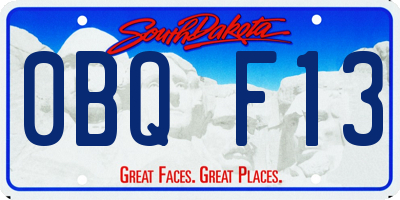 SD license plate 0BQF13