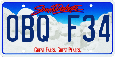 SD license plate 0BQF34