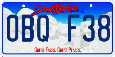 SD license plate 0BQF38