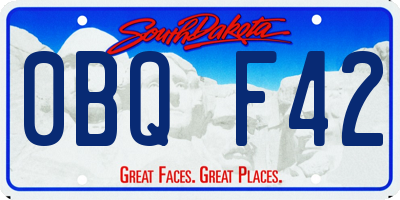SD license plate 0BQF42
