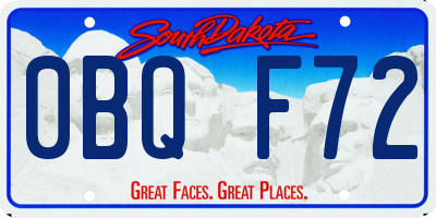 SD license plate 0BQF72