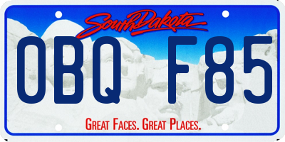 SD license plate 0BQF85