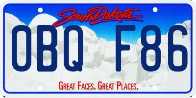 SD license plate 0BQF86