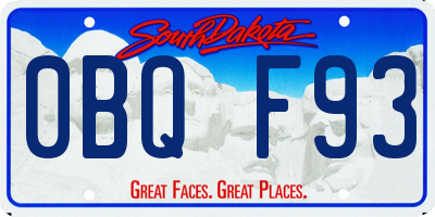 SD license plate 0BQF93
