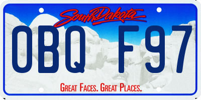 SD license plate 0BQF97