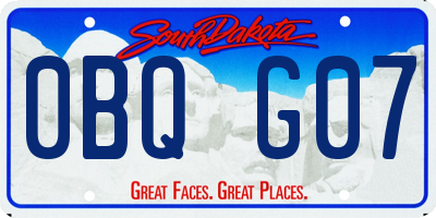 SD license plate 0BQG07
