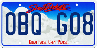 SD license plate 0BQG08