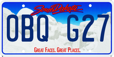 SD license plate 0BQG27