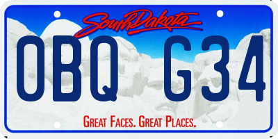 SD license plate 0BQG34