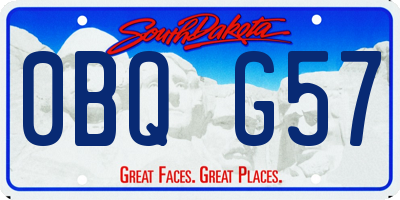 SD license plate 0BQG57