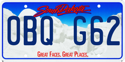 SD license plate 0BQG62