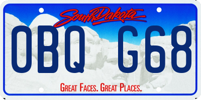 SD license plate 0BQG68