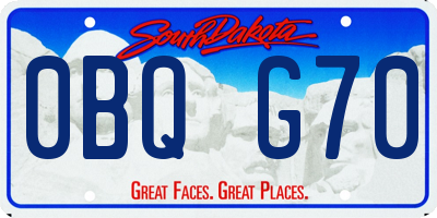 SD license plate 0BQG70