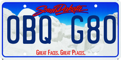 SD license plate 0BQG80