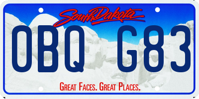 SD license plate 0BQG83