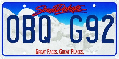 SD license plate 0BQG92