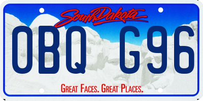 SD license plate 0BQG96