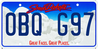 SD license plate 0BQG97