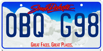 SD license plate 0BQG98