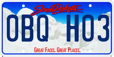 SD license plate 0BQH03