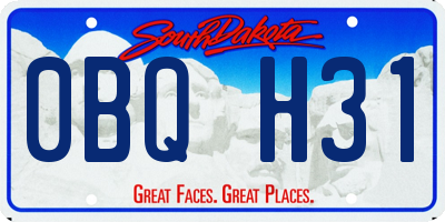 SD license plate 0BQH31