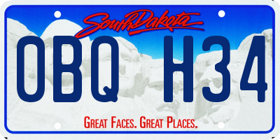 SD license plate 0BQH34