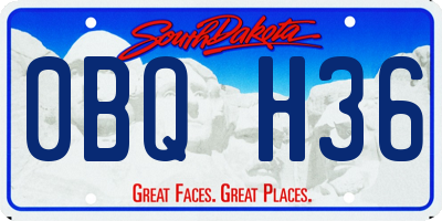 SD license plate 0BQH36