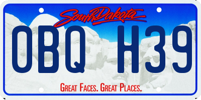 SD license plate 0BQH39
