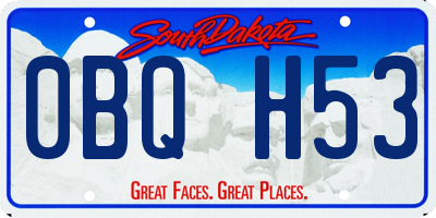 SD license plate 0BQH53