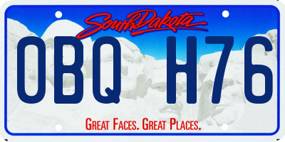 SD license plate 0BQH76