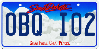 SD license plate 0BQI02