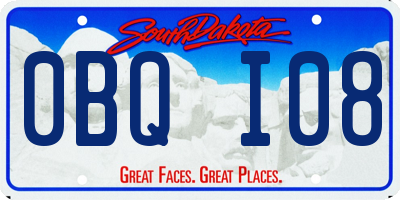 SD license plate 0BQI08