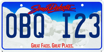 SD license plate 0BQI23