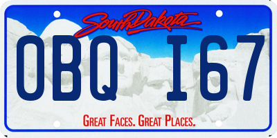 SD license plate 0BQI67