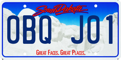 SD license plate 0BQJ01