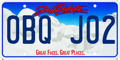 SD license plate 0BQJ02