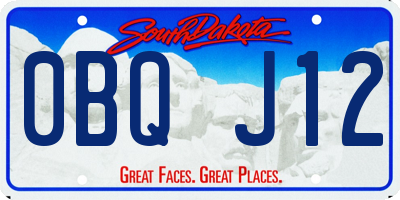 SD license plate 0BQJ12