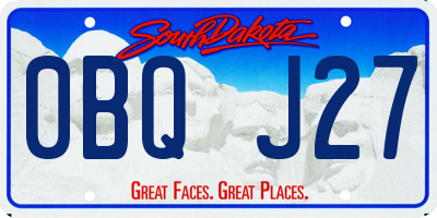 SD license plate 0BQJ27
