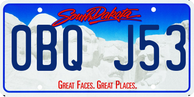 SD license plate 0BQJ53