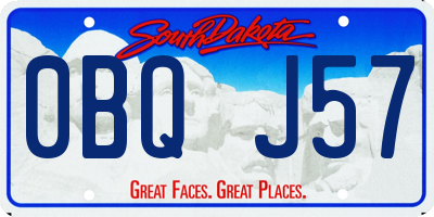 SD license plate 0BQJ57