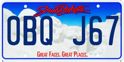SD license plate 0BQJ67