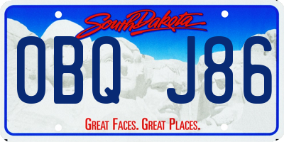 SD license plate 0BQJ86