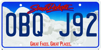 SD license plate 0BQJ92