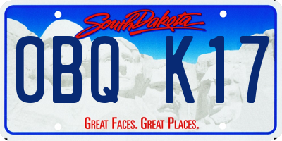 SD license plate 0BQK17