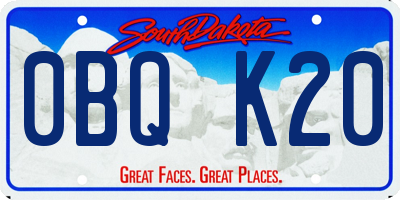 SD license plate 0BQK20