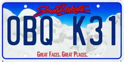 SD license plate 0BQK31